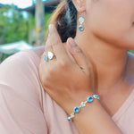 Blue topaz  Silver Bracelet Blue topaz  Silver Earing Blue topaz Silver Set 13| Yakubu Design Image 1