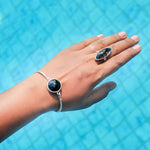Onyx Quartz Silver Bracelet Tourmilated Quartz Silver Ring Set 12 | Yakubu Design Image 1
