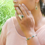 Green quarts Bracelet Silver Green quarts Earing Silver Green quarts Ring Silver Set 8 | Yakubu Design Image1