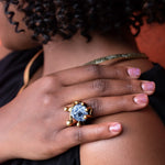 Lava Luxe Set | Agate Druzy Stone Brass Necklace | Sodalite Stone Ring Brass | Yakubu Design | Image 6