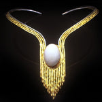 White Howlite 18k Gold-Plated Brass Bracelet | Moon Stone 18k Gold-Plated Necklace | Moon stone Gold-Plated Silver Ring | Yakubu Design | Image 2