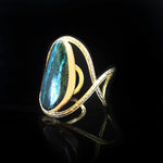 Chinese green azurite, Brass Bracelet  | The Goddess | Yakubu Design | 2