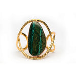 Chinese green azurite, Brass Bracelet  | The Goddess | Yakubu Design | 5