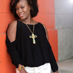 Agate Stone 18k gold plating Cross Necklace | Agate Brass Bracelet | Set | Yakubu Design image 1