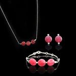 Pink Promises Set | Howlite, Silver Necklace | Howlite, Silver Bracelet | Howlite, Silver Bracelet Ring | Image 1