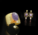 Agate 18k gold plating Bracelet | Rose quartz, Onyx Material Brass, Copper Earing | Set | Yakubu Design Image 2