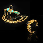 Agate Stone 18k gold plating Cross Necklace | Agate Brass Bracelet | Set | Yakubu Design image 2