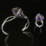 Amethyst 18k gold-plated Bracelet | Amethyst 18k gold-plated Ring | Yakubu Design | Set image 1